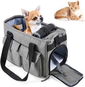 img 4 attached to Pettom Dog Cat Carrier Airline Approved Travel Bag with Fleece Mat - Durable Pet Carrier Tote for Small Dogs Cats Puppies Kittens Rabbits