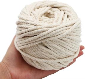 img 3 attached to 5mm Macrame Cord 100% Natural Cotton - 54 Yards for Wall Hangings, Plant Hangers, Hammocks, Swing Chairs - Craft Making, Knitting, Thick Cord Rope - Natural Color, 50 Meters Length