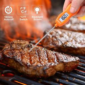 img 2 attached to BRAPILOT Food Candy Meat Thermometer Digital (2021 New) Cooking Kitchen Instant Read Thermometer Backlit Waterproof For Baking Liquids BBQ Grill Milk (Orange Color)