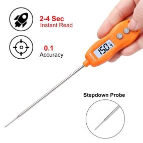 img 3 attached to BRAPILOT Food Candy Meat Thermometer Digital (2021 New) Cooking Kitchen Instant Read Thermometer Backlit Waterproof For Baking Liquids BBQ Grill Milk (Orange Color)