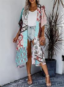 img 1 attached to 👘 GOSOPIN Kimono Cardigan in Apricot - Women's Fashion Apparel
