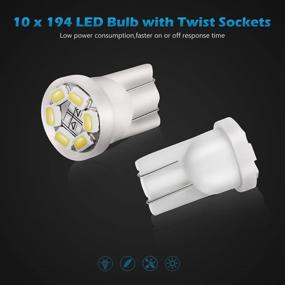 img 1 attached to 💡 Partsam T10 194 168 LED Light Bulbs - Bright White Dashboard Panel Gauge Cluster Instrument Lights - Set of 10