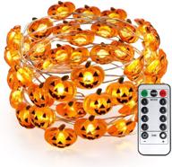 🎃 brizled pumpkin halloween string lights: 40 led 13.12ft 8 modes, remote & timer included логотип