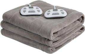 img 4 attached to 🔌 HNABAIC Electric Heated Blanket Queen Size, Flannel Fleece, Auto-Off 1-10 Hours, 10 Heating Levels (Gray, 84&#34; x 90&#34; Queen Size, Dual Controller)