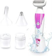 5 in 1 electric shaver for women: painless hair remover, facial cleansing, and massager - ideal for leg, face, body, lips, arms, and underarms! logo