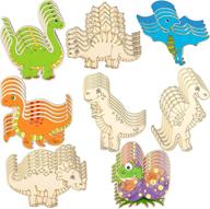 🦖 dinosaur unfinished wood cutouts - 8 styles for diy craft art projects, home decoration ornament, and kids' wooden paint crafts - set of 24 logo