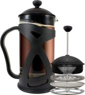 ☕ кофеварка с металлическим фильтром kona black shell french press - крупная ручка и защита для стекла логотип