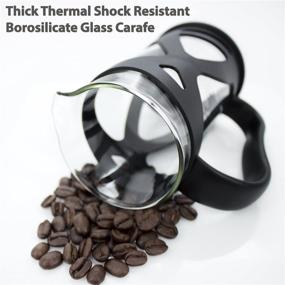 img 1 attached to ☕ Кофеварка с металлическим фильтром KONA Black Shell French Press - крупная ручка и защита для стекла