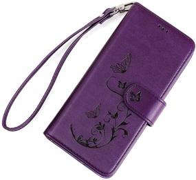 img 1 attached to 💜 WaterFox S10 Plus Wallet Leather Case with Detachable Cover, Vintage Embossed Pattern and Four Card Slots, Wrist Strap - Purple for Women