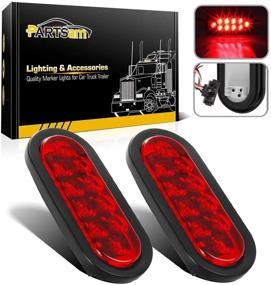 img 4 attached to 🚛 Partsam 2Pcs 6 Inch Oval Trailer Tail Lights Red 10 LED, 6&#34; Inch Red Oval LED Stop Turn Tail Lights Sealed with Lights, Grommets and Wire Pigtails for Truck Trailer - Multi-functional Brake and Tail Lighting Solution
