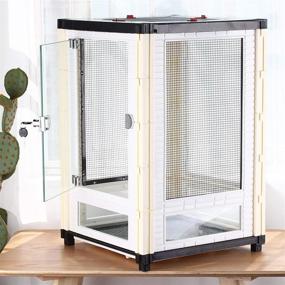img 3 attached to 🏡 Crapelles Pet Terrarium, Reptile Tank - Easy Assembly, Clean & Portable - White Villa Style - Ideal for Sugar Gliders, Chinchillas, Hedgehogs, Amphibians, Snakes, Lizards, and Tortoises - Ventilated Enclosure - 15.7x15.7x23.6 Inches