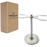 🧔 vikings blade 'the admiral' safety razor and brush stand - heavy duty distressed steel, wide openings logo