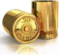 🍻 50 caliber bullet shot glass – perfect groomsmen gifts, dad's birthday gift, man cave furniture – cool ceramic shot glasses, bullet tumbler – bulk set of 2, ideal for funny gifts for men – by straight shooter logo