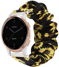 img 4 attached to Blueshaw Fabric Elastic Scrunchie Watch Band for Garmin vivoactive 4S - Cute Replacement Straps for 40mm Smartwatch/Vivomove 3s (Sunflower Yellow)