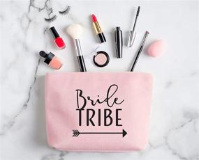 img 3 attached to 💄 Rose Gold Bride Tribe Makeup Clutch Set - 6 Piece Cosmetic Bags for Bridesmaid Proposal Box, Bachelorette Party Favors &amp; Bridesmaids Gifts
