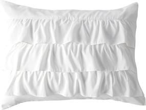 img 3 attached to 🛏️ Stylish and Luxurious Latitude Ruby Ruffle Comforter Set – Twin Size, White