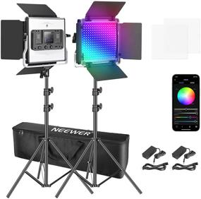 img 4 attached to Neewer 2 Packs 480 RGB Led Light: APP Controlled Photography Video 📸 Lighting Kit with Stands and Bag- CRI95/3200K-5600K/Brightness 0-100%/0-360 Adjustable Colors /9 Applicable Scenes