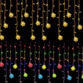 img 1 attached to FUNPENY Color Changing Icicle Lights with Snowflake: Outdoor Dripping Christmas Light with Remote - 360 LED 8 Modes Curtain Lights 60 Drops - Warm White & Multicolor Lights for Indoor Holiday Wedding Party Decor