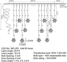 img 3 attached to FUNPENY Color Changing Icicle Lights with Snowflake: Outdoor Dripping Christmas Light with Remote - 360 LED 8 Modes Curtain Lights 60 Drops - Warm White & Multicolor Lights for Indoor Holiday Wedding Party Decor