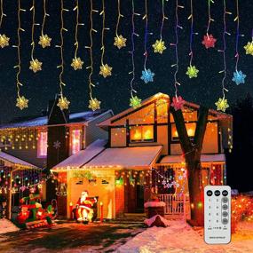 img 4 attached to FUNPENY Color Changing Icicle Lights with Snowflake: Outdoor Dripping Christmas Light with Remote - 360 LED 8 Modes Curtain Lights 60 Drops - Warm White & Multicolor Lights for Indoor Holiday Wedding Party Decor