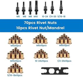 img 3 attached to 14-inch Hand Rivet Nut Tool Kit with 70Pcs Rivet Nuts - Metric & SAE Mandrels, Carrying Case included - M5, M6, M8, M10, 5/16-18, 1/4-20, 10-24