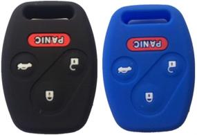 img 1 attached to Превосходная защита для пульта дистанционного управления Honda Keyless Entry: Черный и синий силиконовый чехол-накладка для ключей с 3+1 кнопками.