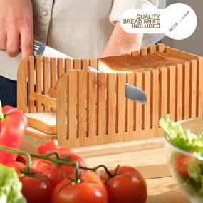 img 2 attached to 🥖 Bamboo Bread Slicer: Easy-to-Use Foldable Machine for Perfectly Sliced Loaves, with Crumbs Tray, Adjustable Sizes, Sharp Knife, and Storage Bag