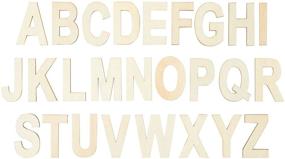 img 1 attached to Набор из 104 деревянных букв с лотком для хранения - идеально подходит для ремесел, изучения алфавита ABC, украшения стены - включает по 4 экземпляра каждой буквы.