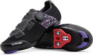 🚴 tommaso pista aria elite knit quick lace women's cycling shoe bundle - look delta, spd cleat compatible, indoor cycling ready - white, black, purple logo