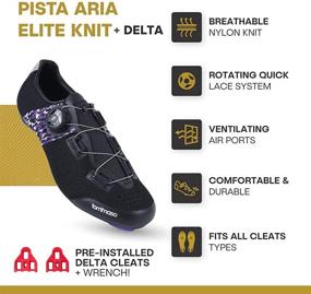 img 3 attached to 🚴 Tommaso Pista Aria Elite Knit Quick Lace Women's Cycling Shoe Bundle - Look Delta, SPD Cleat Compatible, Indoor Cycling Ready - White, Black, Purple