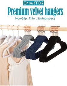 img 3 attached to 👔 Smartor Velvet Hangers 50 Pack: Non Slip Felt Hangers with Rose Gold Hook - Heavy Duty Adult Hangers for Coats and Suits