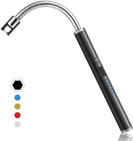 img 4 attached to Черный USB-заряжаемый запальник для свечей с светодиодным дисплеем - улучшенный безгазовый гриль-запальник для свечного ароматерапии, кемпинга, барбекю, газовых плит - гибкая шея на 360°