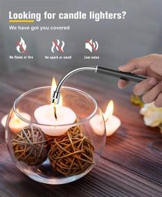 img 3 attached to Черный USB-заряжаемый запальник для свечей с светодиодным дисплеем - улучшенный безгазовый гриль-запальник для свечного ароматерапии, кемпинга, барбекю, газовых плит - гибкая шея на 360°