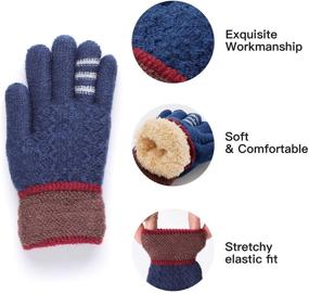 img 3 attached to 🧤 DANMO Winter Gloves for Kids - Fleece Lined Thermal Knitted Gloves for Girls and Boys