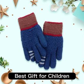 img 1 attached to 🧤 DANMO Winter Gloves for Kids - Fleece Lined Thermal Knitted Gloves for Girls and Boys