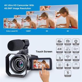 img 3 attached to Enhanced 4K Camcorder Vlogging Camera for YouTube | Ultra HD 4K 48MP Video Camera with Microphone & Remote Control | WiFi Digital Camera 3.0" IPS Touch Screen