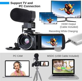 img 2 attached to Enhanced 4K Camcorder Vlogging Camera for YouTube | Ultra HD 4K 48MP Video Camera with Microphone & Remote Control | WiFi Digital Camera 3.0" IPS Touch Screen