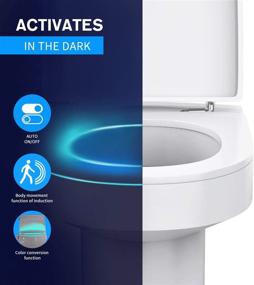 img 1 attached to 🚽 Туалетная ночная подсветка от Aanrasey - светодиодная подсветка для унитаза на 8 цветов с сенсорным датчиком движения для украшения ванной комнаты и комплекта детской ванной комнаты - классные штуки (2 штуки)