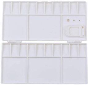 img 4 attached to GARASANI Folding Paint Trays Box: Convenient Watercolor Plastic Palette with 25 Wells and Thumbhole Holders