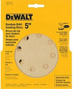 img 1 attached to 🔨 Durable DEWALT DW4307 5-Inch 8 Hole Assortment Hook and Loop Random Orbit Sandpaper: Get a 5-Pack Now!