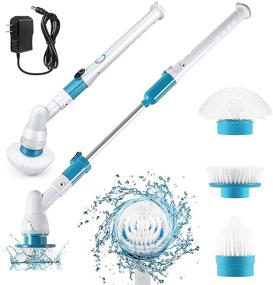 img 4 attached to Ronly Electric Spin Scrubber: 360 Cordless Cleaning Tool with Replaceable Brush Heads and Extension Arm - Ideal for Shower Floors, Bathrooms, Kitchens, Tiles, Toilets, and Wheels