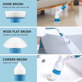 img 1 attached to Ronly Electric Spin Scrubber: 360 Cordless Cleaning Tool with Replaceable Brush Heads and Extension Arm - Ideal for Shower Floors, Bathrooms, Kitchens, Tiles, Toilets, and Wheels