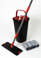 🧹 efficient flat floor mop and bucket set with hands-free cleaning - eliminate dirt, grime, and hair build-up with ease - includes 5 reusable microfiber pads logo