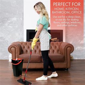 img 3 attached to 🧹 Efficient Flat Floor Mop and Bucket Set with Hands-Free Cleaning - Eliminate Dirt, Grime, and Hair Build-up with Ease - Includes 5 Reusable Microfiber Pads