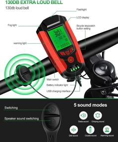 img 3 attached to 🚲 KLL Bike Light Set with Speedometer, USB Rechargeable Headlight Taillight, Bike Bell, 5 Lighting Modes – Perfect for Hiking, Camping, Mountain & Road Cycling