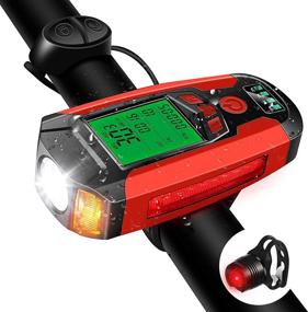 img 4 attached to 🚲 KLL Bike Light Set with Speedometer, USB Rechargeable Headlight Taillight, Bike Bell, 5 Lighting Modes – Perfect for Hiking, Camping, Mountain & Road Cycling