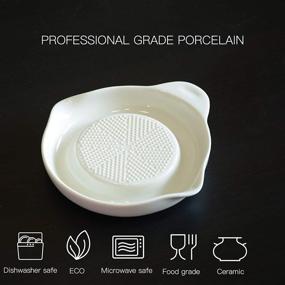 img 3 attached to 🧡 Top-Quality Advanced Ceramic Ginger Grater with Ergonomic Design in Large Size - Includes Premium Ceramic Spoon and Cleaning Brush! Perfect for Wasabi Paste, Garlic, and Ginger Mincing - White Finish