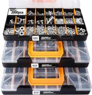 🔩 hongway 3 tray assortment kit: 2,000 pieces, 64 sizes, detachable & combinable 'no mix' case, deluxe hardware fasteners assortment with bolts, nuts, washers, and metal & wood screws assortment logo