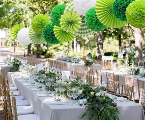 img 1 attached to 🎉 Vibrant Green Hanging Paper Party Decorations Set for Birthdays, Weddings, Graduations, Baby Showers, and Events - Round Paper Fans, Pom Poms, and Flowers