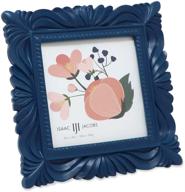 isaac jacobs navy wave textured hand-crafted resin picture frame - 4x4 size, with easel & hook for tabletop & wall display. decorative swirl design for home décor, photo gallery, art, and more логотип